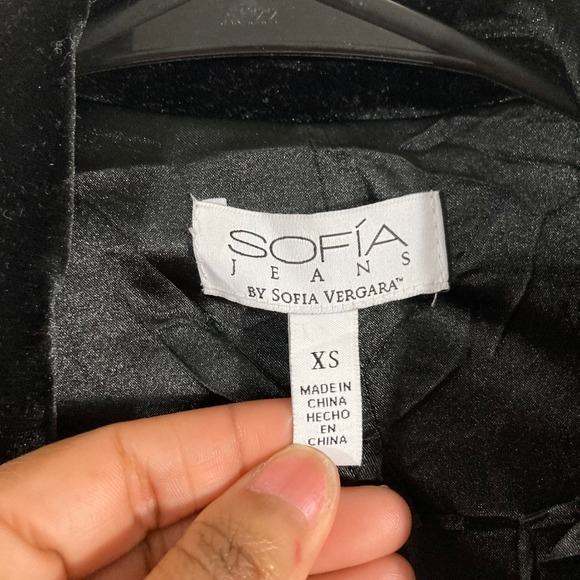 Sofia Jeans Velvet Blazer Womens XS Black Double Breasted SV-001B - Picture 2 of 10